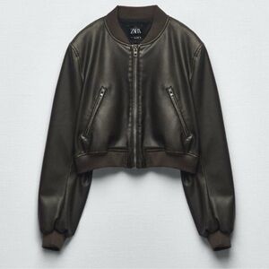 Zara Leather Bomber Jacket - Sizes XS